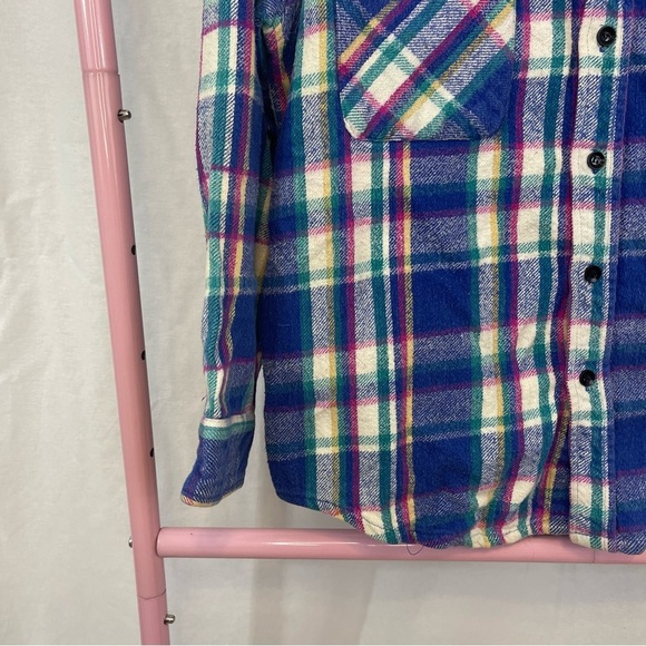 Vintage Five Brother Plaid Button Down Flannel size Large - Picture 3 of 5